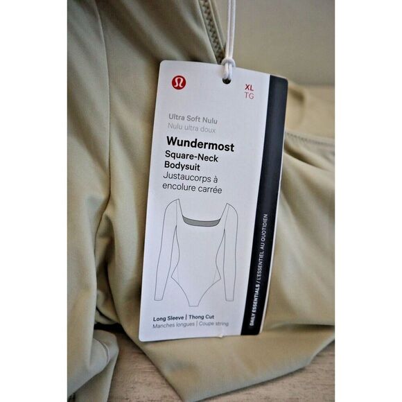 Lululemon Women's Sz XL Mojave Tan Wundermost Nulu Square-Neck L/S Bodysuit - Picture 5 of 9
